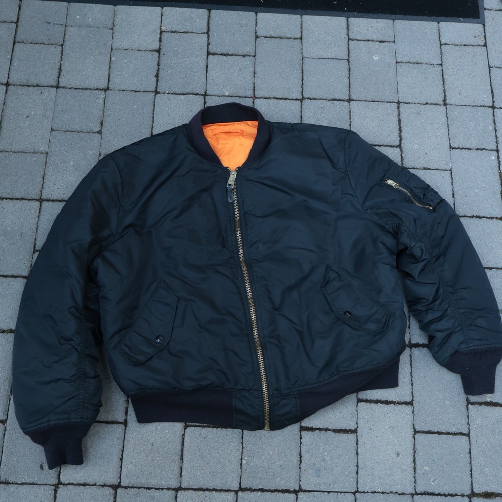 Alpha Industries MA1 Reversible Black Orange Rocket Flight Bomber Jacket XXL